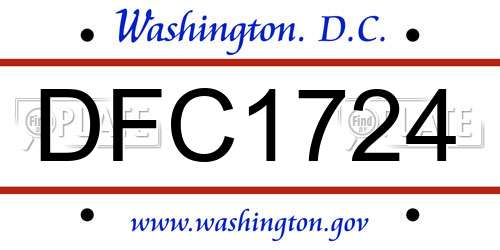 DFC1724 District Of Columbia License Plate