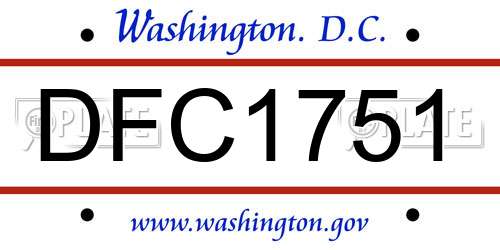 DFC1751 District Of Columbia License Plate