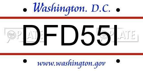 DFD55I District Of Columbia License Plate