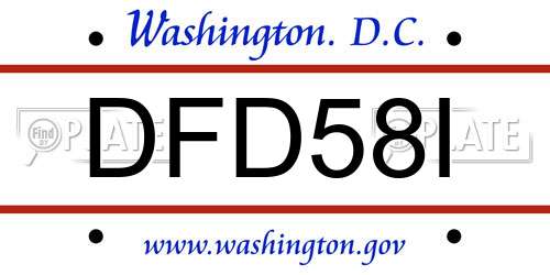 DFD58I District Of Columbia License Plate