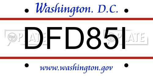 DFD85I District Of Columbia License Plate