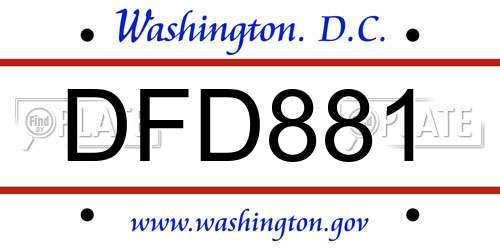 DFD881 District Of Columbia License Plate