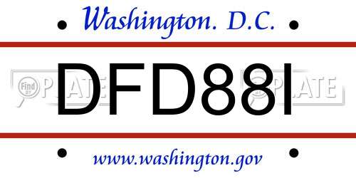 DFD88I District Of Columbia License Plate