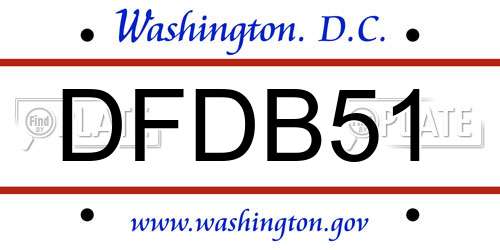 DFDB51 District Of Columbia License Plate