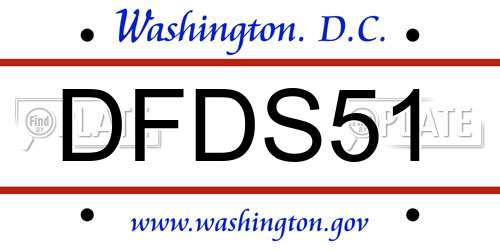 DFDS51 District Of Columbia License Plate