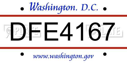DFE4167 District Of Columbia License Plate