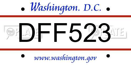 DFF523 District Of Columbia License Plate