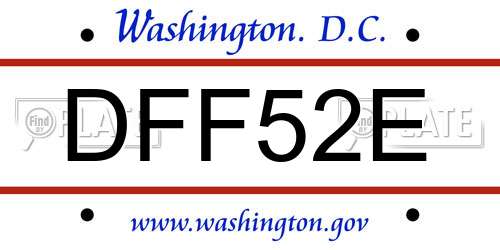 DFF52E District Of Columbia License Plate