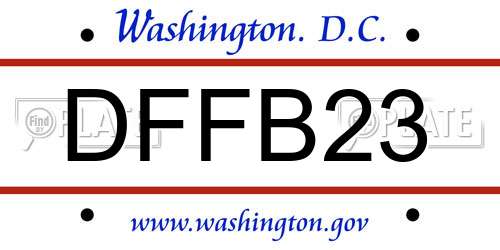 DFFB23 District Of Columbia License Plate