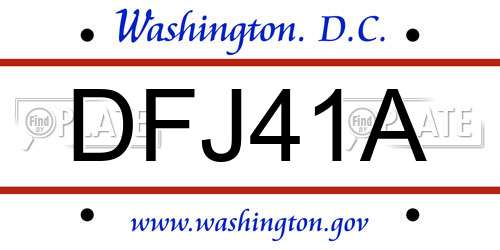 DFJ41A District Of Columbia License Plate