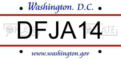 DFJA14 District Of Columbia License Plate