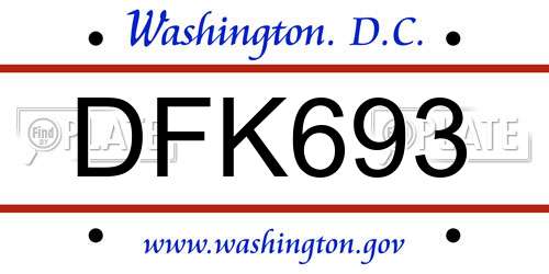DFK693 District Of Columbia License Plate