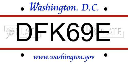 DFK69E District Of Columbia License Plate