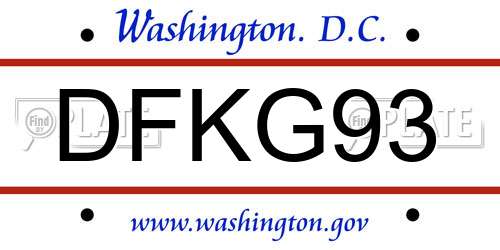 DFKG93 District Of Columbia License Plate