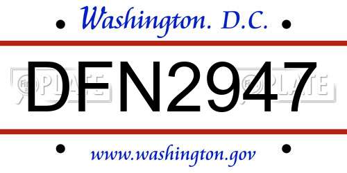 DFN2947 District Of Columbia License Plate