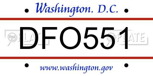 DFO551 District Of Columbia License Plate