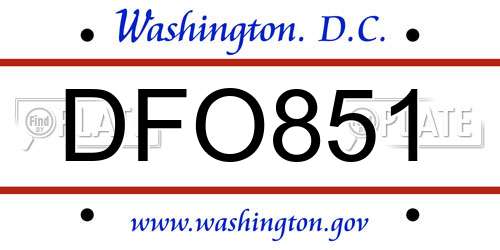 DFO851 District Of Columbia License Plate