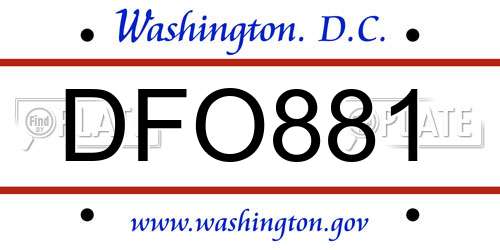 DFO881 District Of Columbia License Plate