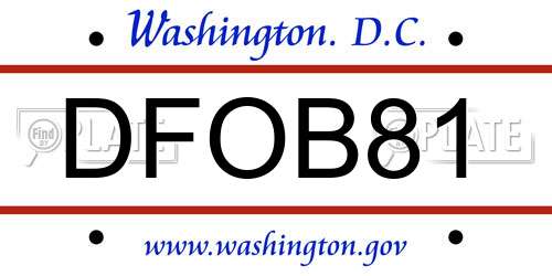 DFOB81 District Of Columbia License Plate