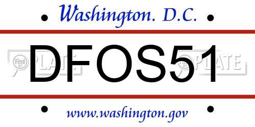 DFOS51 District Of Columbia License Plate