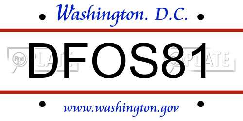 DFOS81 District Of Columbia License Plate