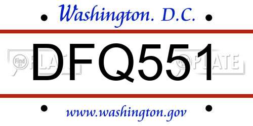 DFQ551 District Of Columbia License Plate