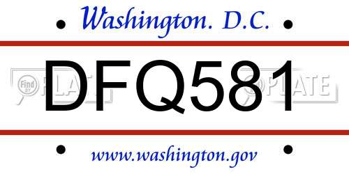DFQ581 District Of Columbia License Plate