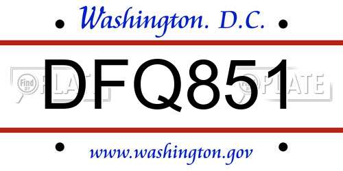 DFQ851 District Of Columbia License Plate