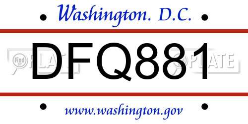 DFQ881 District Of Columbia License Plate