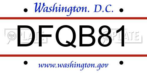 DFQB81 District Of Columbia License Plate