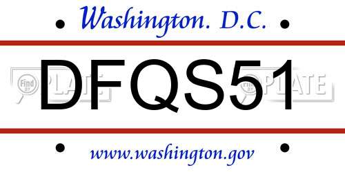 DFQS51 District Of Columbia License Plate