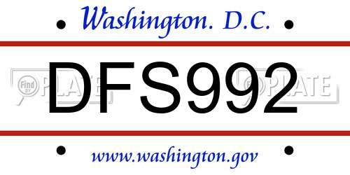 DFS992 District Of Columbia License Plate