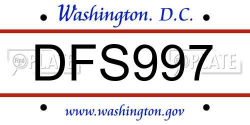 DFS997 District Of Columbia License Plate