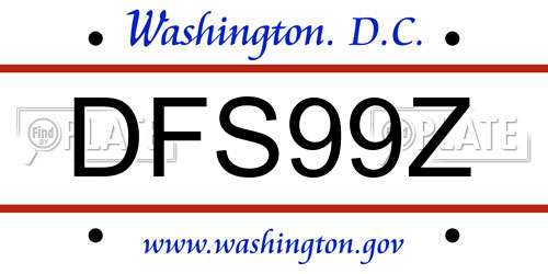 DFS99Z District Of Columbia License Plate