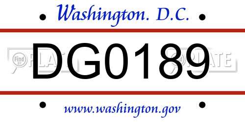 DG0189 District Of Columbia License Plate