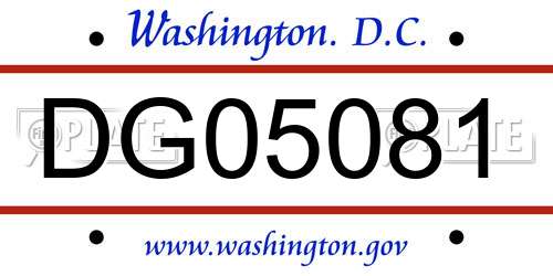 DG05081 District Of Columbia License Plate