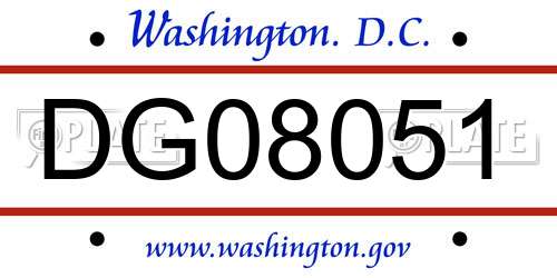 DG08051 District Of Columbia License Plate