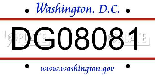 DG08081 District Of Columbia License Plate