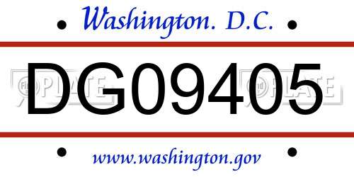 DG09405 District Of Columbia License Plate