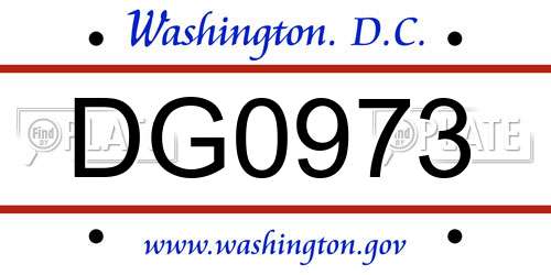 DG0973 District Of Columbia License Plate