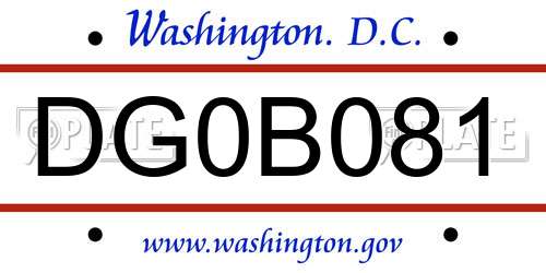 DG0B081 District Of Columbia License Plate