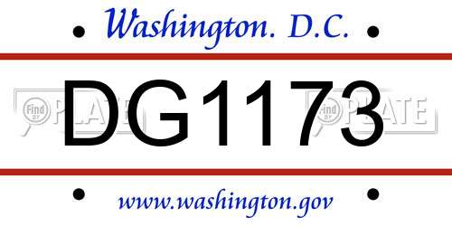 DG1173 District Of Columbia License Plate