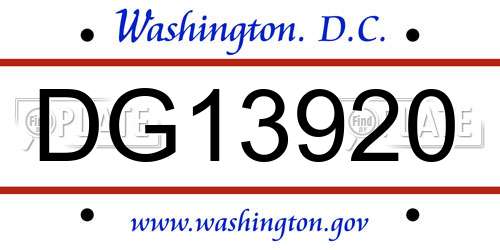 DG13920 District Of Columbia License Plate
