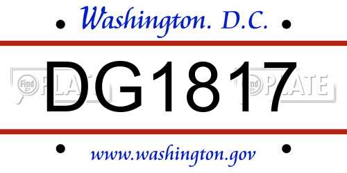 DG1817 District Of Columbia License Plate
