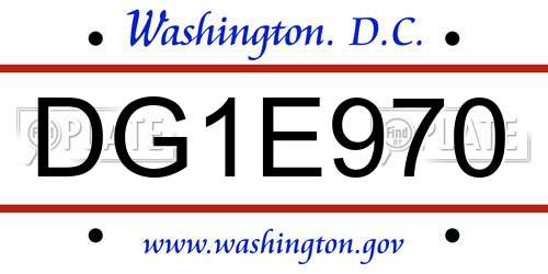 DG1E970 District Of Columbia License Plate