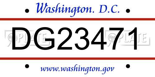DG23471 District Of Columbia License Plate