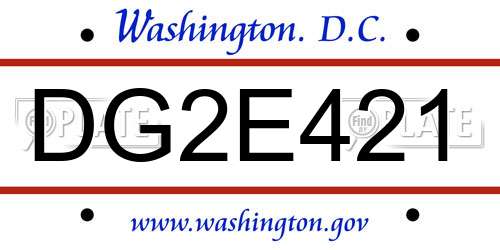 DG2E421 District Of Columbia License Plate
