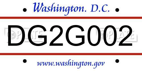 DG2G002 District Of Columbia License Plate