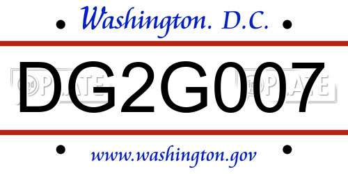 DG2G007 District Of Columbia License Plate