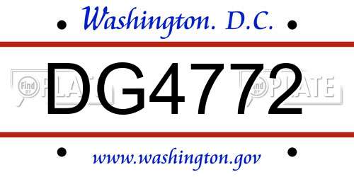 DG4772 District Of Columbia License Plate